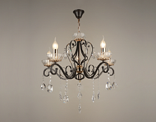 Люстра потолочная пятирожковая на цепочке Мелодия Света  E14 Черная картинка 